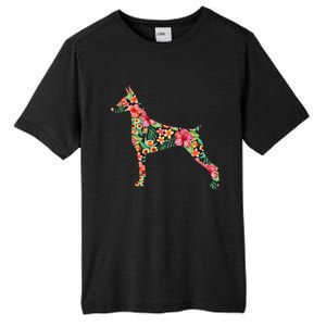 Doberman Flower Funny Dog Silhouette Floral Gifts  Tall Fusion ChromaSoft Performance T-Shirt