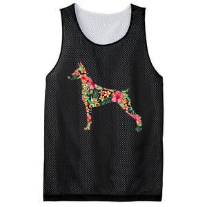 Doberman Flower Funny Dog Silhouette Floral Gifts  Mesh Reversible Basketball Jersey Tank