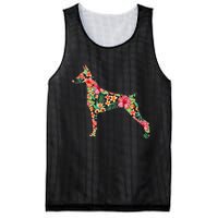 Doberman Flower Funny Dog Silhouette Floral Gifts  Mesh Reversible Basketball Jersey Tank