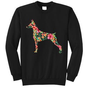 Doberman Flower Funny Dog Silhouette Floral Gifts  Tall Sweatshirt