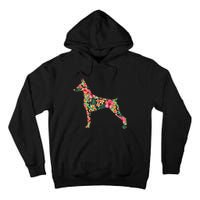 Doberman Flower Funny Dog Silhouette Floral Gifts  Tall Hoodie