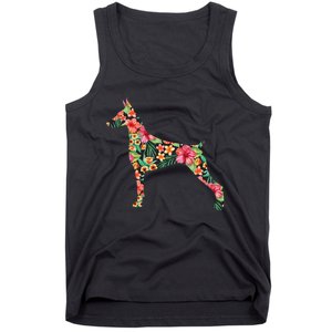 Doberman Flower Funny Dog Silhouette Floral Gifts  Tank Top