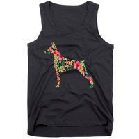 Doberman Flower Funny Dog Silhouette Floral Gifts  Tank Top