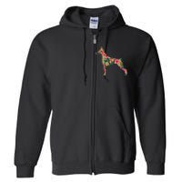 Doberman Flower Funny Dog Silhouette Floral Gifts  Full Zip Hoodie