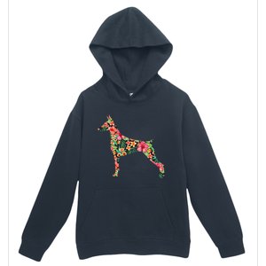 Doberman Flower Funny Dog Silhouette Floral Gifts  Urban Pullover Hoodie