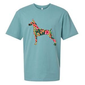 Doberman Flower Funny Dog Silhouette Floral Gifts  Sueded Cloud Jersey T-Shirt