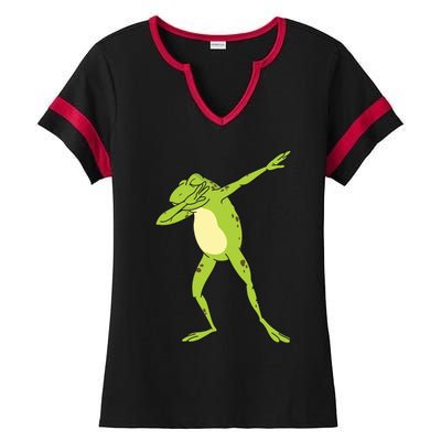 Dabbing Frog For Funny Animal Dance Gift Ladies Halftime Notch Neck Tee