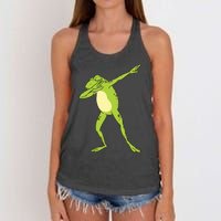 Dabbing Frog For Funny Animal Dance Gift Women's Knotted Racerback Tank