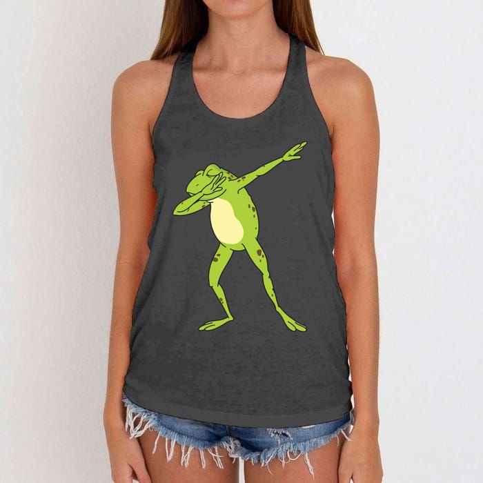 Dabbing Frog For Funny Animal Dance Gift Women's Knotted Racerback Tank