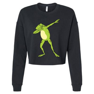 Dabbing Frog For Funny Animal Dance Gift Cropped Pullover Crew