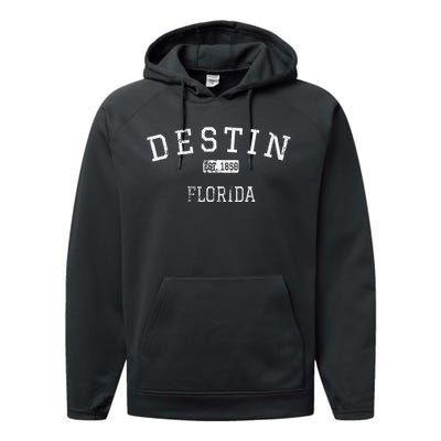 Destin Florida FL Vintage Performance Fleece Hoodie