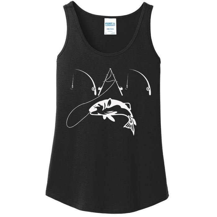 Dad Fishing Fisherman Daddy Fathers Day Gift Ladies Essential Tank