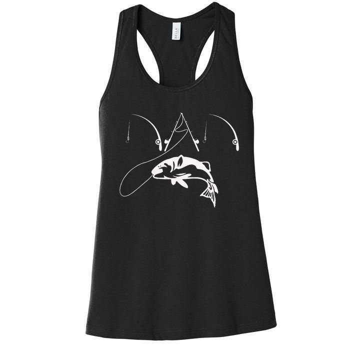 Dad Fishing Fisherman Daddy Fathers Day Gift Women's Racerback Tank