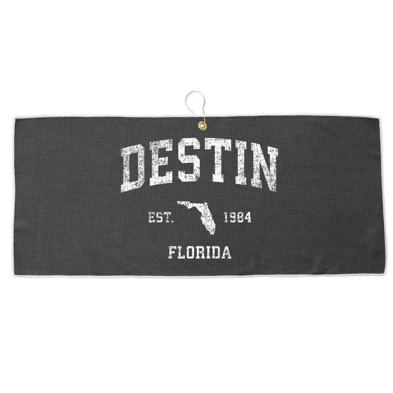 Destin Florida Fl Vintage Athletic Sports Design Large Microfiber Waffle Golf Towel
