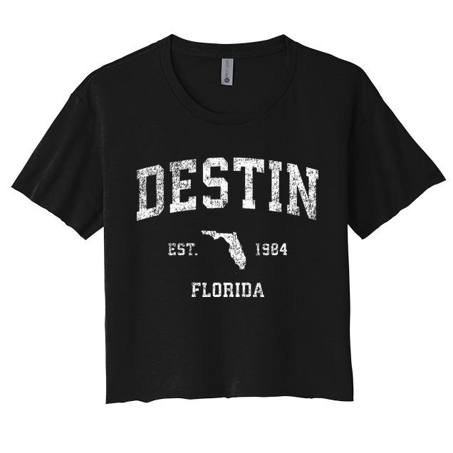 Destin Florida Fl Vintage Athletic Sports Design Crop Top