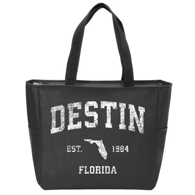Destin Florida Fl Vintage Athletic Sports Design Zip Tote Bag