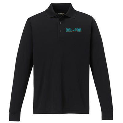 Dol Fan Football Gift For Miami Fan Performance Long Sleeve Polo