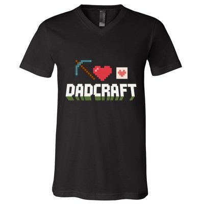 Dadcraft Funny Father's Day Gamer Gift V-Neck T-Shirt