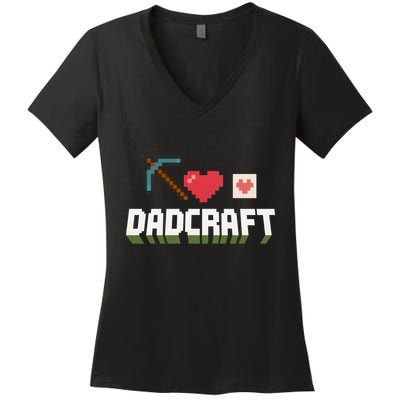 Dadcraft Funny Father's Day Gamer Gift Women's V-Neck T-Shirt