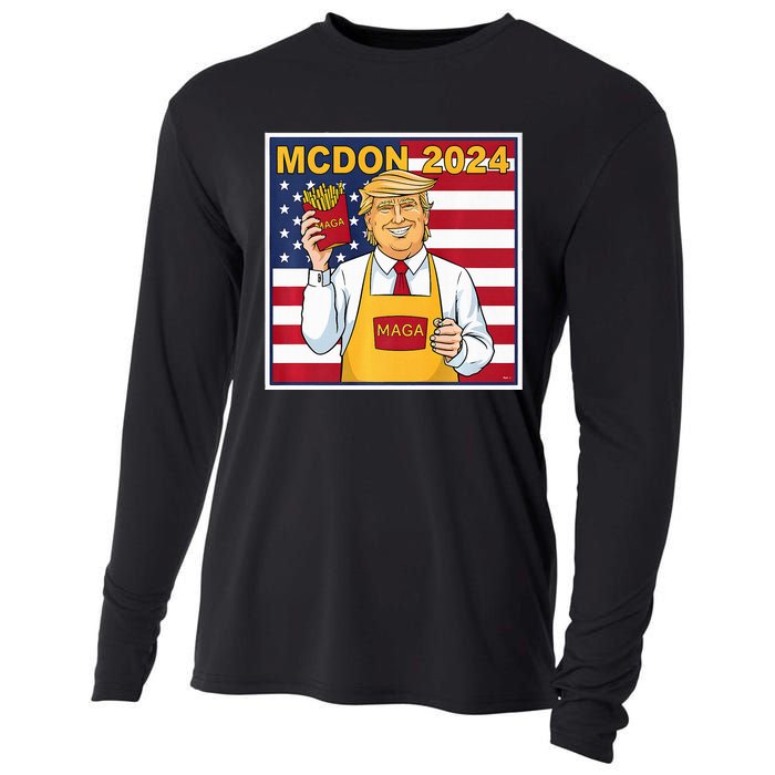 Donalds Famous French Fries Trump Fry Cooking Fries Outfit Premium Cooling Performance Long Sleeve Crew