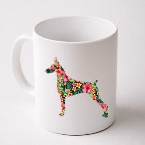 Doberman Flower Funny Dog Silhouette Floral Gifts Women Coffee Mug