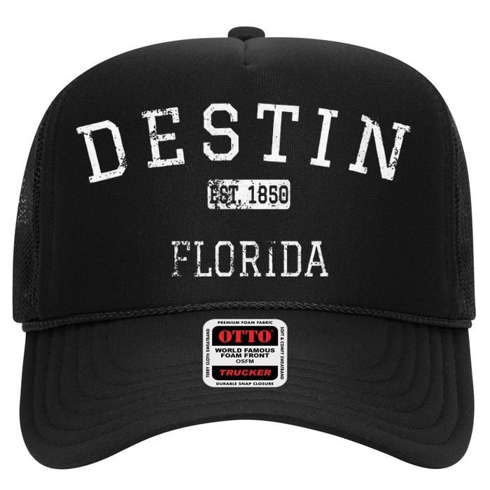 Destin Florida Fl High Crown Mesh Back Trucker Hat