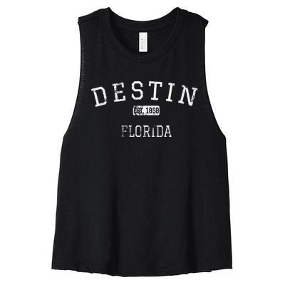 Destin Florida Fl Vintage Women's Racerback Cropped Tank