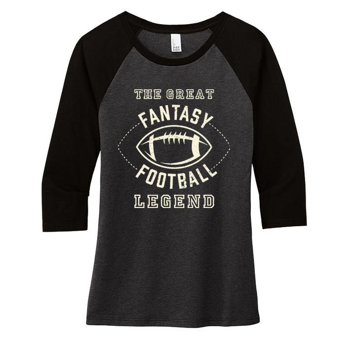 Distressed Fantasy Football Legend Women's Tri-Blend 3/4-Sleeve Raglan Shirt