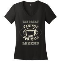 Distressed Fantasy Football Legend Women's V-Neck T-Shirt