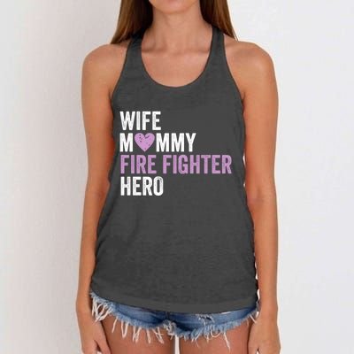 Distressed Fire Fighter Gift Wife Mommy Fire Fighter Hero Gift Women's Knotted Racerback Tank