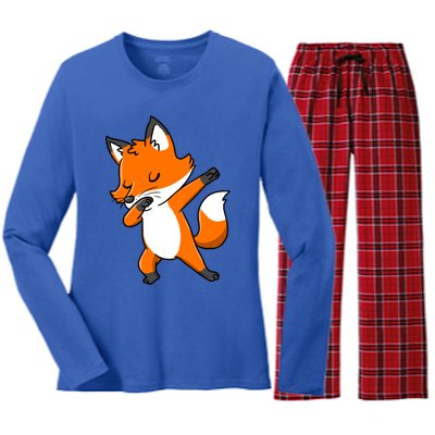 Dabbing Fox For Fox Lover Meaningful Gift Women's Long Sleeve Flannel Pajama Set 