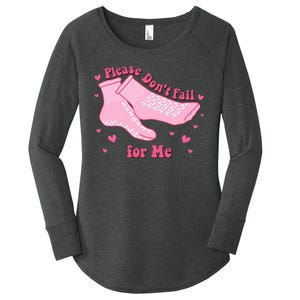 Dont Fall For Me Valentines Day Socks Pct Cna Funny Nurse Women's Perfect Tri Tunic Long Sleeve Shirt