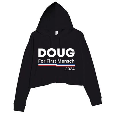 Doug For First Mensch Yiddish Pun Kamala Harris Hebrew Crop Fleece Hoodie