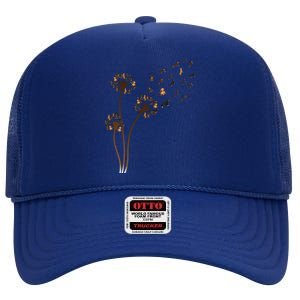 Dachshund Flower Fly Dandelion Funny Cute Dog Lover Great Gift High Crown Mesh Back Trucker Hat