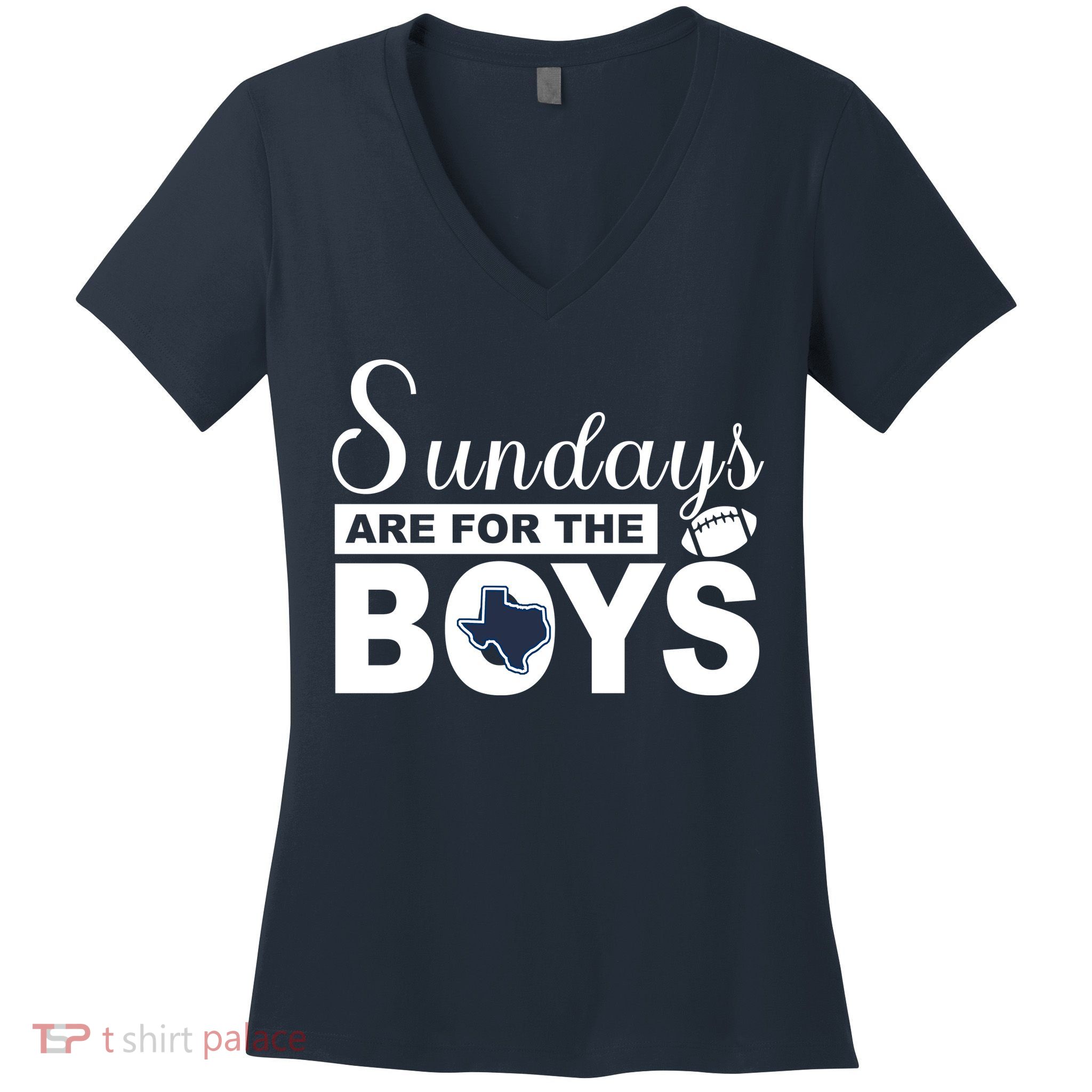 Dallas Football Fans Sundays Are For The Boys Women's V-Neck T-Shirt