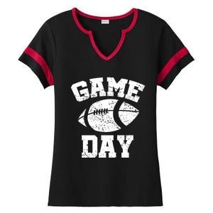 Distressed Football Game Day At College Or School Great Gift Ladies Halftime Notch Neck Tee