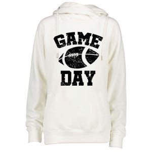 Distressed Football Game Day At College Or School Great Gift Womens Funnel Neck Pullover Hood