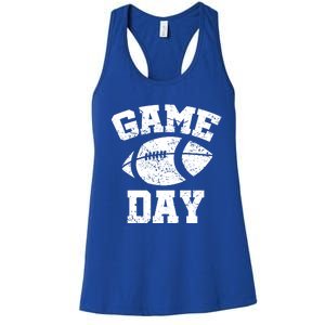 Distressed Football Game Day At College Or School Great Gift Women's Racerback Tank