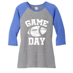 Distressed Football Game Day At College Or School Great Gift Women's Tri-Blend 3/4-Sleeve Raglan Shirt