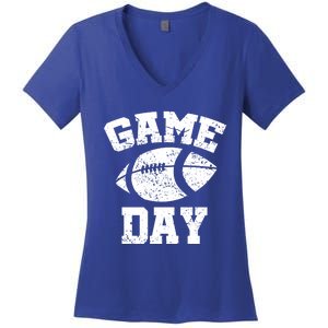 Distressed Football Game Day At College Or School Great Gift Women's V-Neck T-Shirt