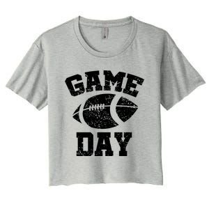 Distressed Football Game Day At College Or School Great Gift Women's Crop Top Tee