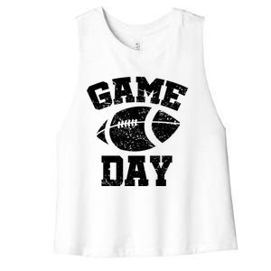 Distressed Football Game Day At College Or School Great Gift Women's Racerback Cropped Tank