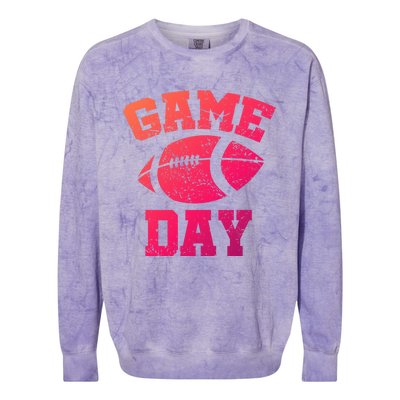 Distressed Football Game Day At College Or School Great Gift Colorblast Crewneck Sweatshirt