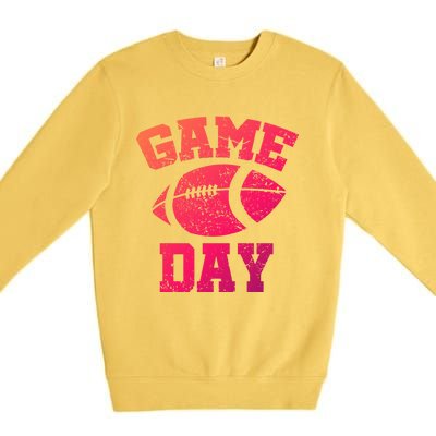 Distressed Football Game Day At College Or School Great Gift Premium Crewneck Sweatshirt