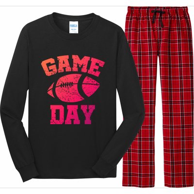 Distressed Football Game Day At College Or School Great Gift Long Sleeve Pajama Set