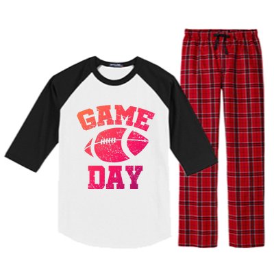 Distressed Football Game Day At College Or School Great Gift Raglan Sleeve Pajama Set