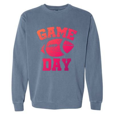 Distressed Football Game Day At College Or School Great Gift Garment-Dyed Sweatshirt