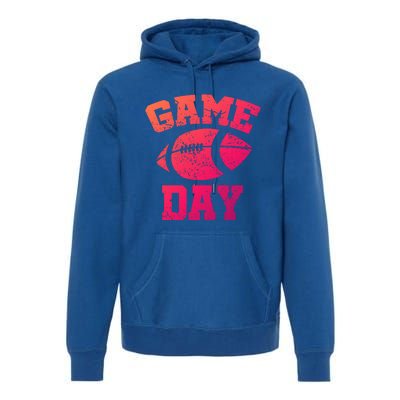 Distressed Football Game Day At College Or School Great Gift Premium Hoodie