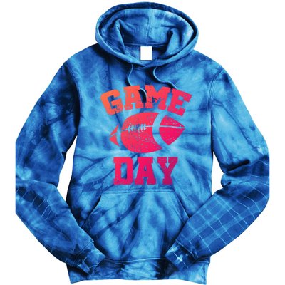 Distressed Football Game Day At College Or School Great Gift Tie Dye Hoodie