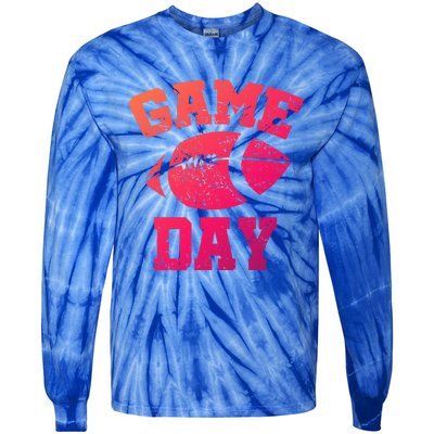 Distressed Football Game Day At College Or School Great Gift Tie-Dye Long Sleeve Shirt